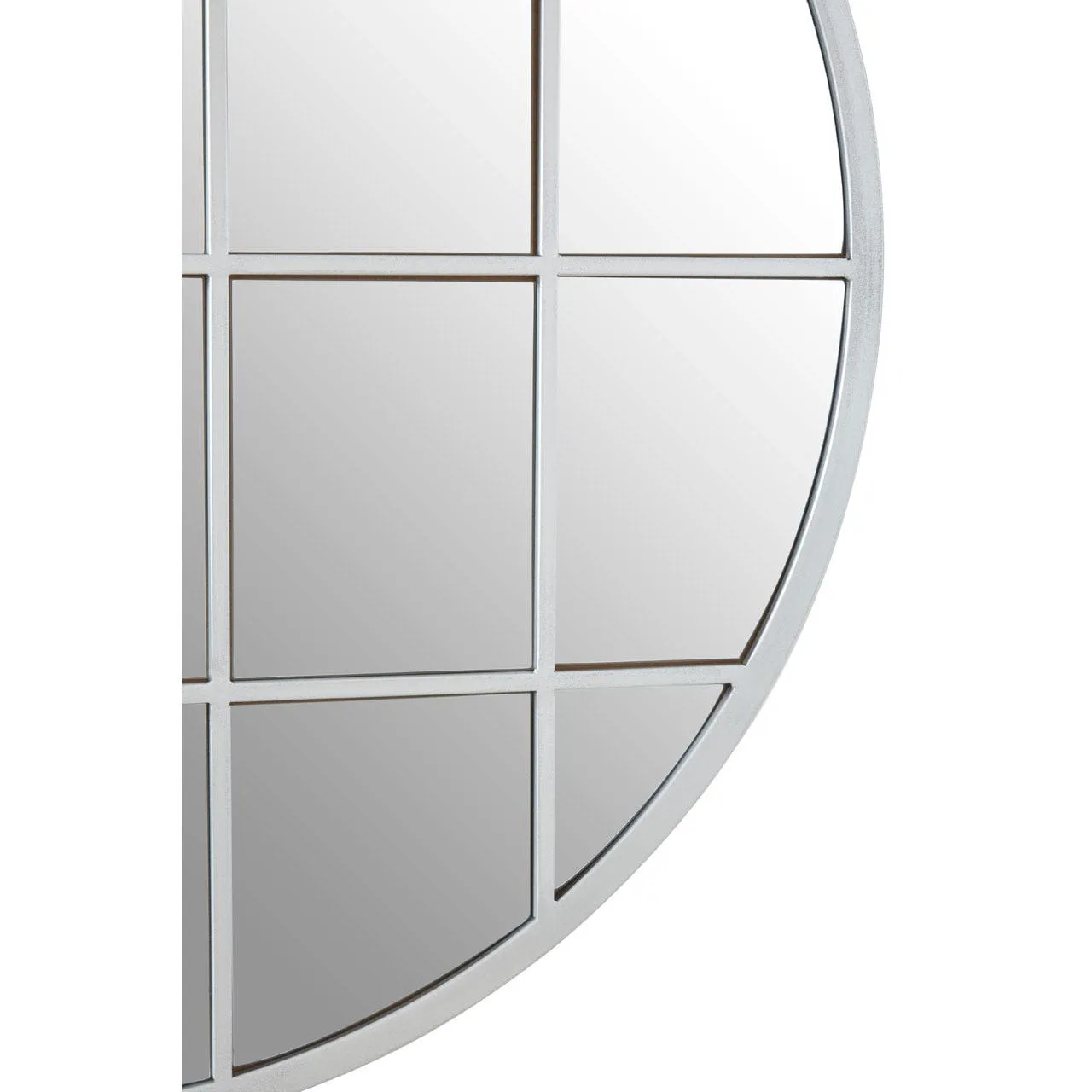 Round Grid Panelled Wall Mirror