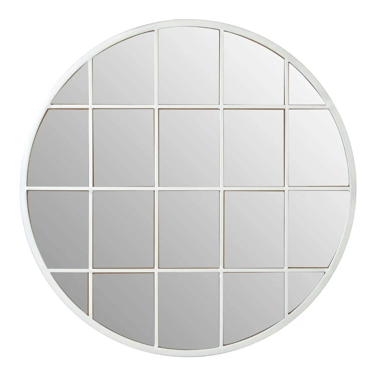 Round Grid Panelled Wall Mirror