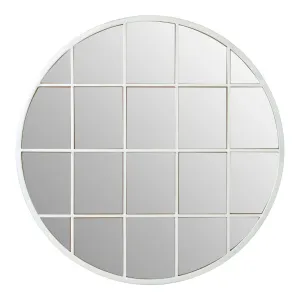 Round Grid Panelled Wall Mirror