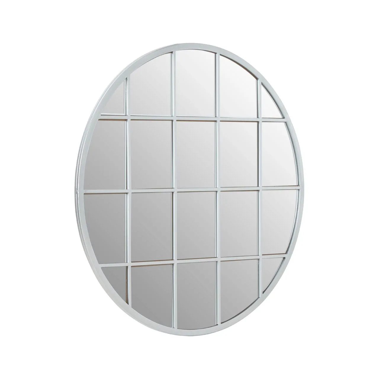 Round Grid Panelled Wall Mirror