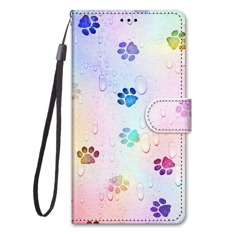 S20 Ultra case etui leather wallet cover for Samsung Galaxy S20 Plus A01 21 51 71 A10 20 30 50 S A20E painted protect phone case
