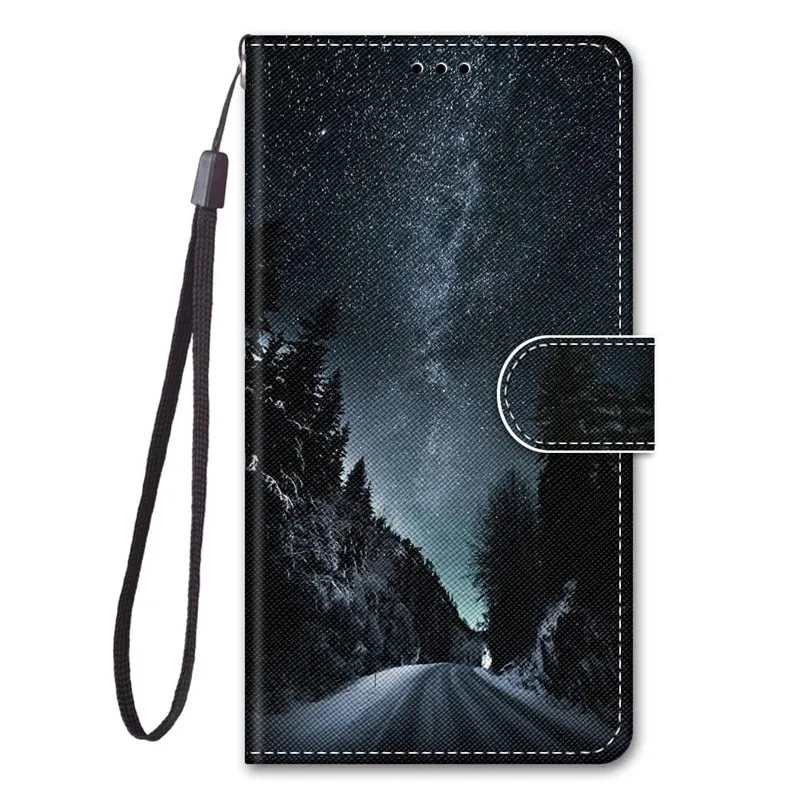S20 Ultra case etui leather wallet cover for Samsung Galaxy S20 Plus A01 21 51 71 A10 20 30 50 S A20E painted protect phone case