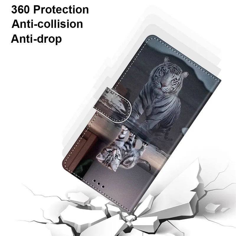 S20 Ultra case etui leather wallet cover for Samsung Galaxy S20 Plus A01 21 51 71 A10 20 30 50 S A20E painted protect phone case
