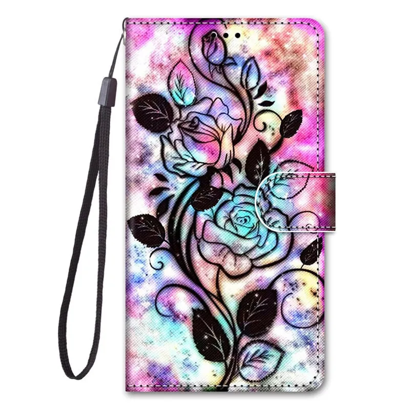S20 Ultra case etui leather wallet cover for Samsung Galaxy S20 Plus A01 21 51 71 A10 20 30 50 S A20E painted protect phone case