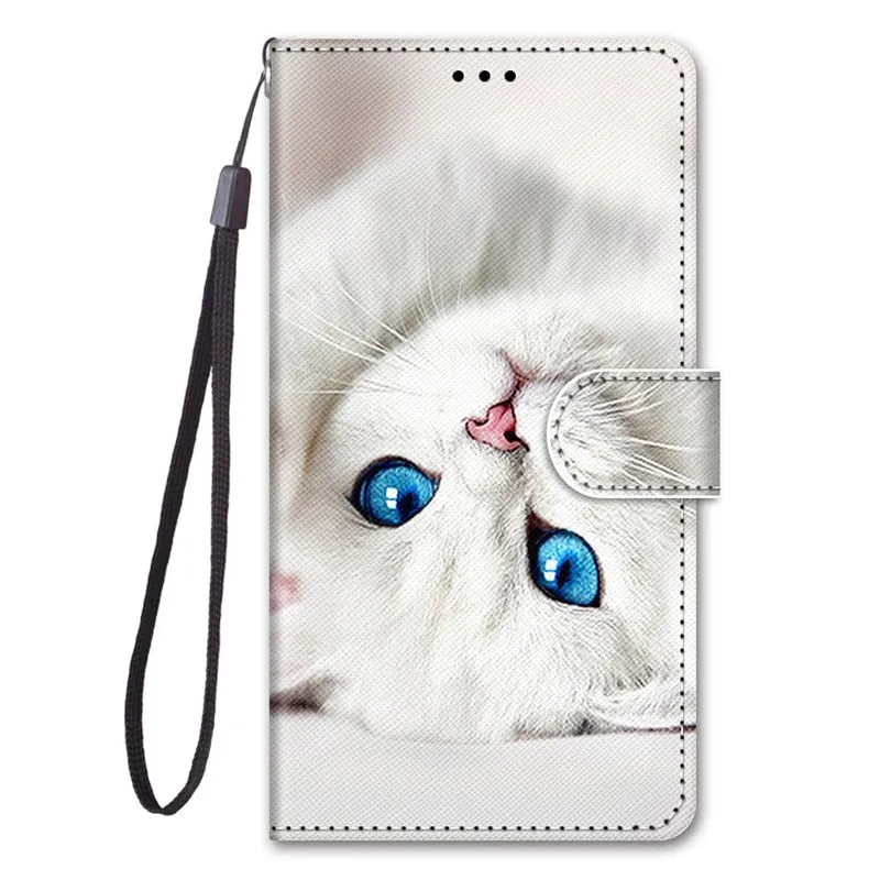 S20 Ultra case etui leather wallet cover for Samsung Galaxy S20 Plus A01 21 51 71 A10 20 30 50 S A20E painted protect phone case