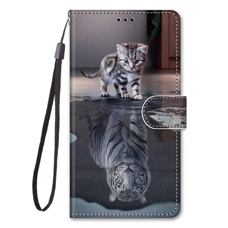 S20 Ultra case etui leather wallet cover for Samsung Galaxy S20 Plus A01 21 51 71 A10 20 30 50 S A20E painted protect phone case
