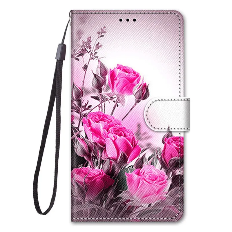 S20 Ultra case etui leather wallet cover for Samsung Galaxy S20 Plus A01 21 51 71 A10 20 30 50 S A20E painted protect phone case