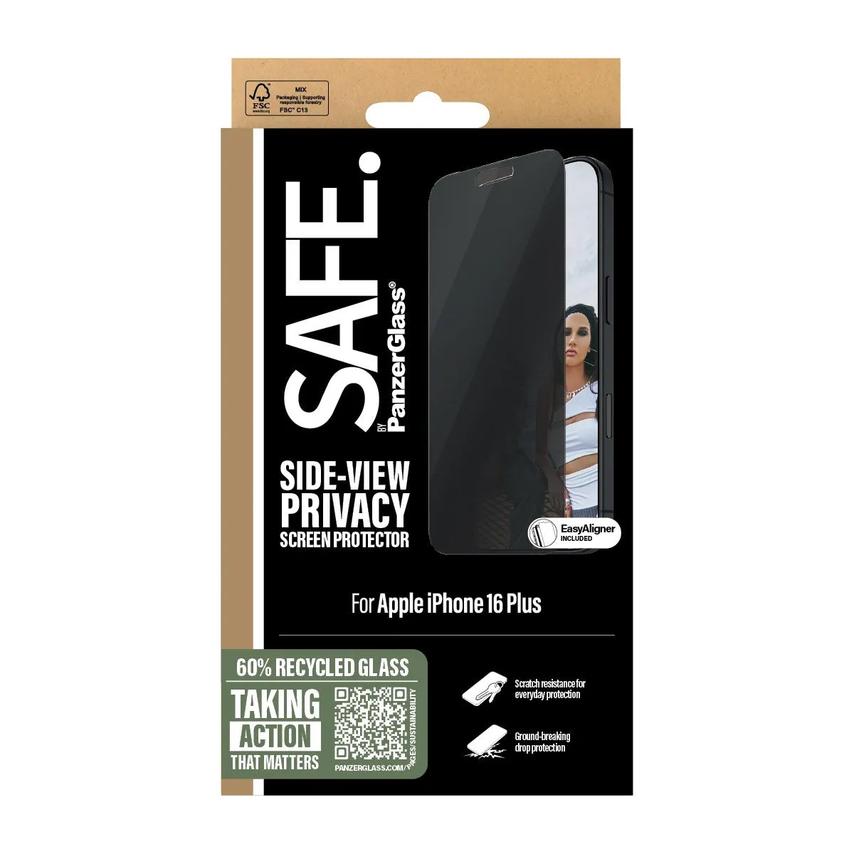 SAFE. by PanzerGlass® Privacy Screen Protector iPhone 16 Plus | 15 Plus | Ultra-Wide Fit