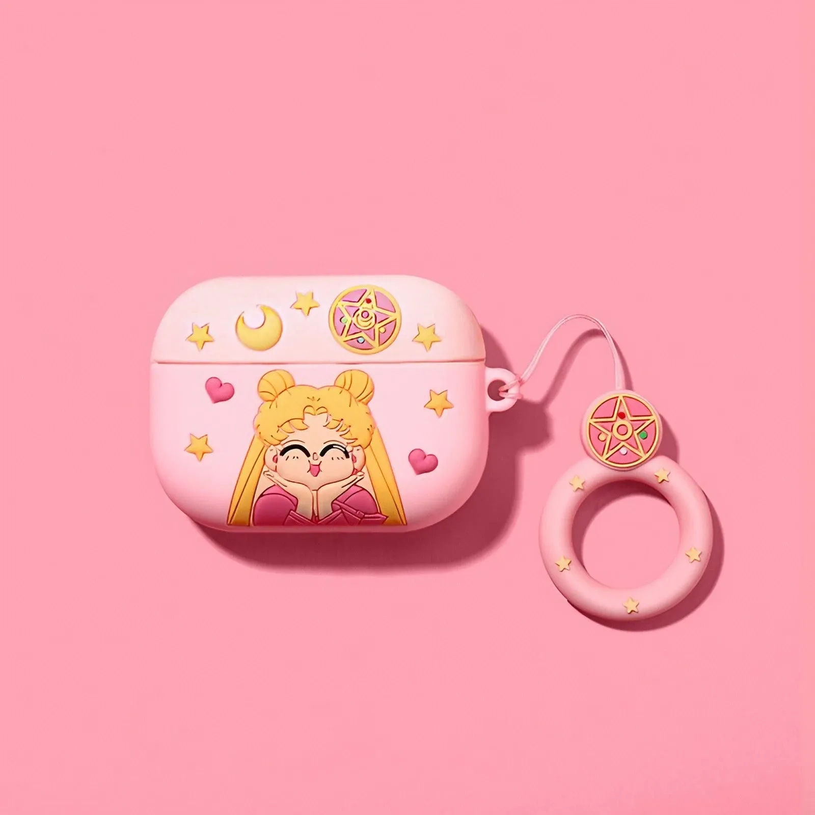 Sailor Moon AirPods Case Pink Silicone AirPods Case for Airpods 1 2 3 Pro