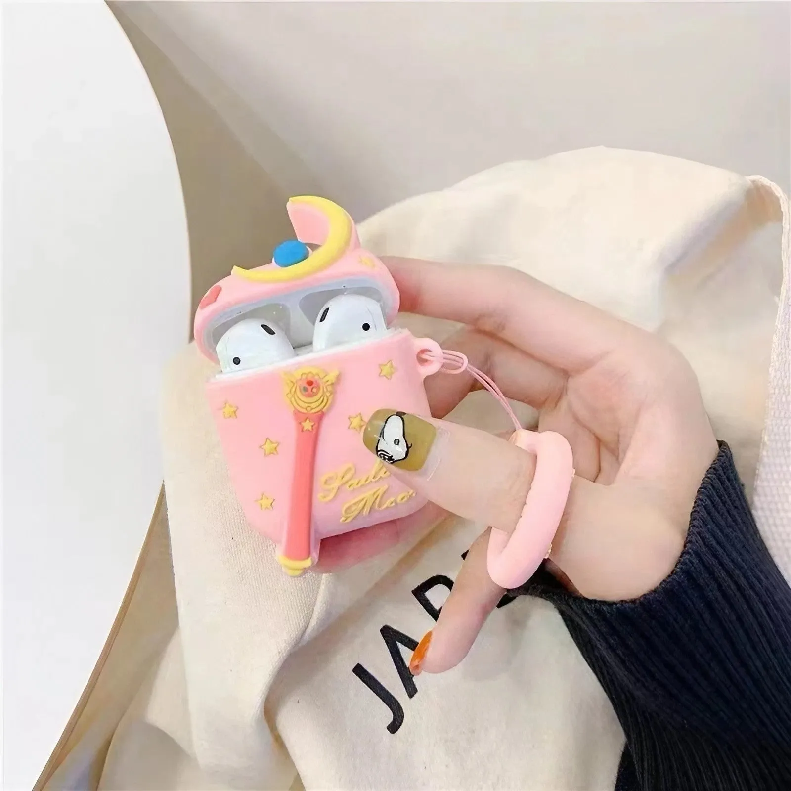 Sailor Moon AirPods Case Pink Silicone AirPods Case for Airpods 1 2 3 Pro