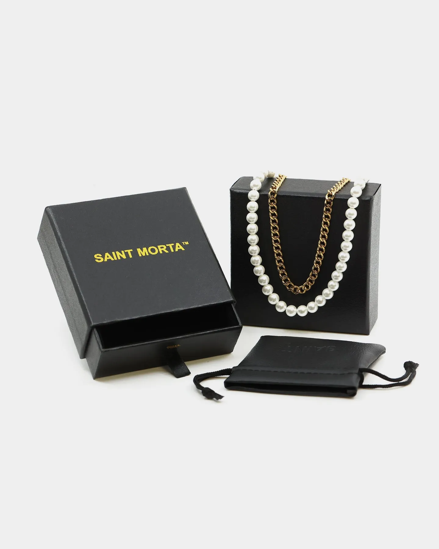Saint Morta Double Pearl Chain Pearl/Gold
