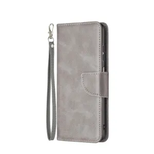 Samsung Galaxy A13 leather case flip cover with card slot   wrist strap - gray