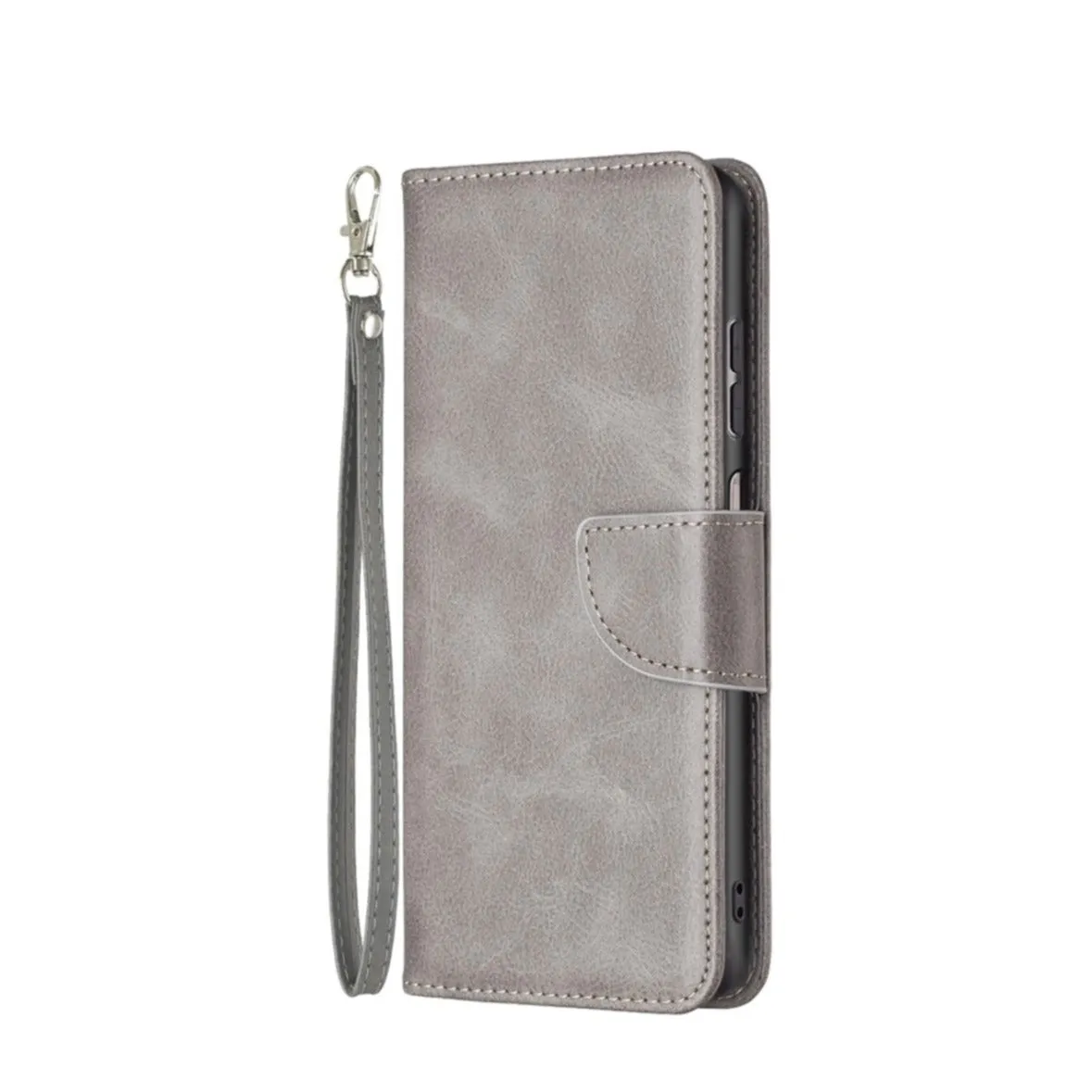 Samsung Galaxy A13 leather case flip cover with card slot   wrist strap - gray