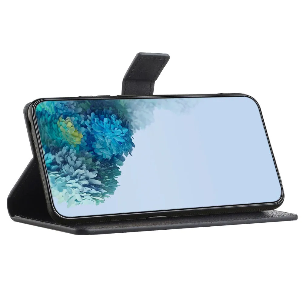 Samsung Galaxy A15 Leather Case Flip Cover Litchi Look - Black