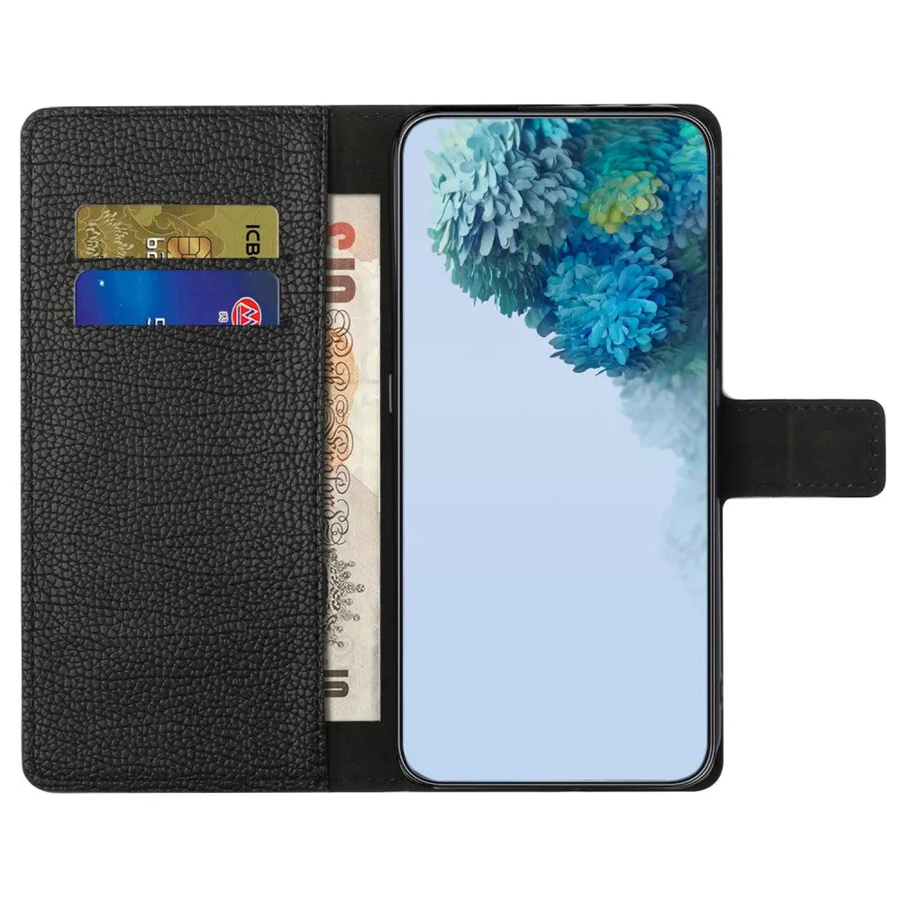 Samsung Galaxy A15 Leather Case Flip Cover Litchi Look - Black
