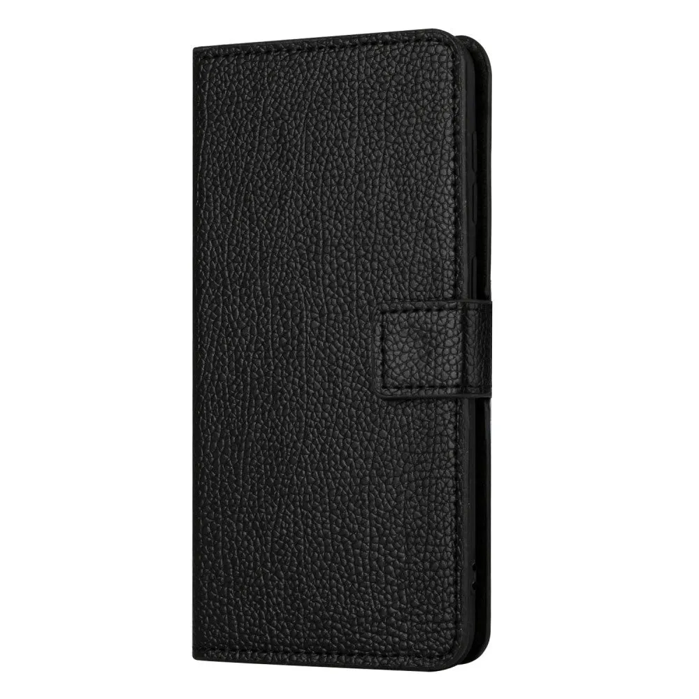 Samsung Galaxy A15 Leather Case Flip Cover Litchi Look - Black