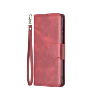 Samsung Galaxy A33 5G Leather Case Flip Cover with Card Slot Vintage Look   Strap - Red