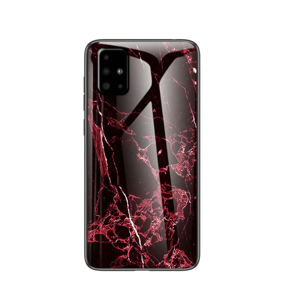 Samsung Galaxy A51 (2019) Hardcase Hybrid Protective Cover Glass Back Marble Marble - Pink