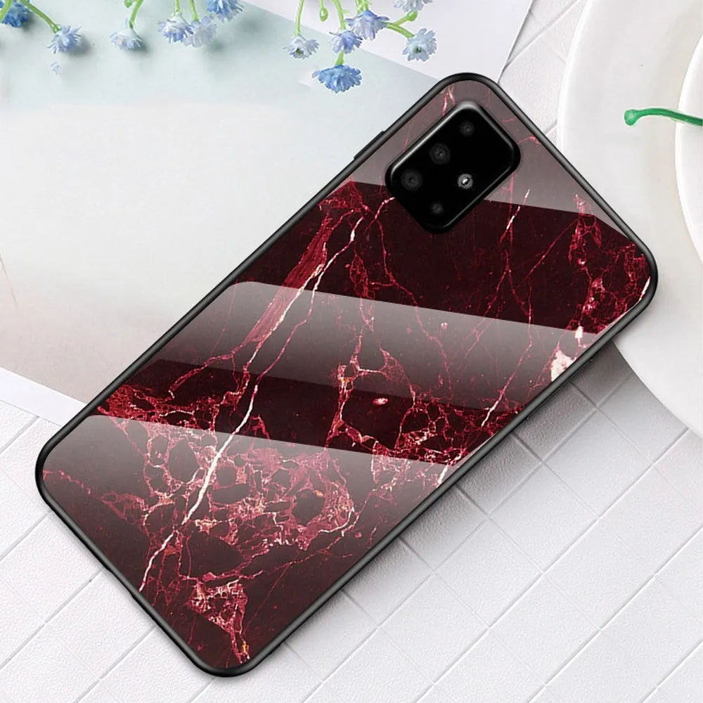 Samsung Galaxy A51 (2019) Hardcase Hybrid Protective Cover Glass Back Marble Marble - Pink