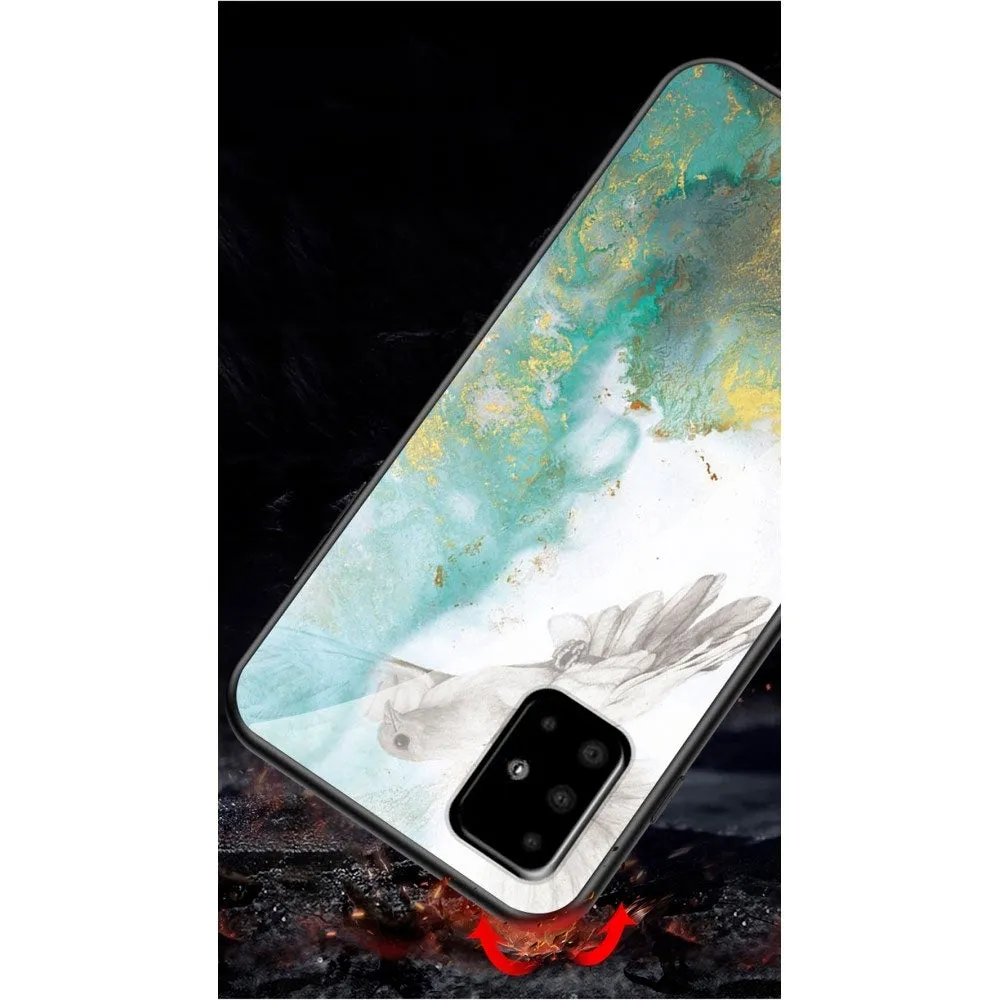 Samsung Galaxy A51 (2019) Hardcase Hybrid Protective Cover Glass Back Marble Marble - Pink