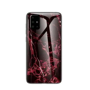 Samsung Galaxy A51 (2019) Hardcase Hybrid Protective Cover Glass Back Marble Marble - Pink
