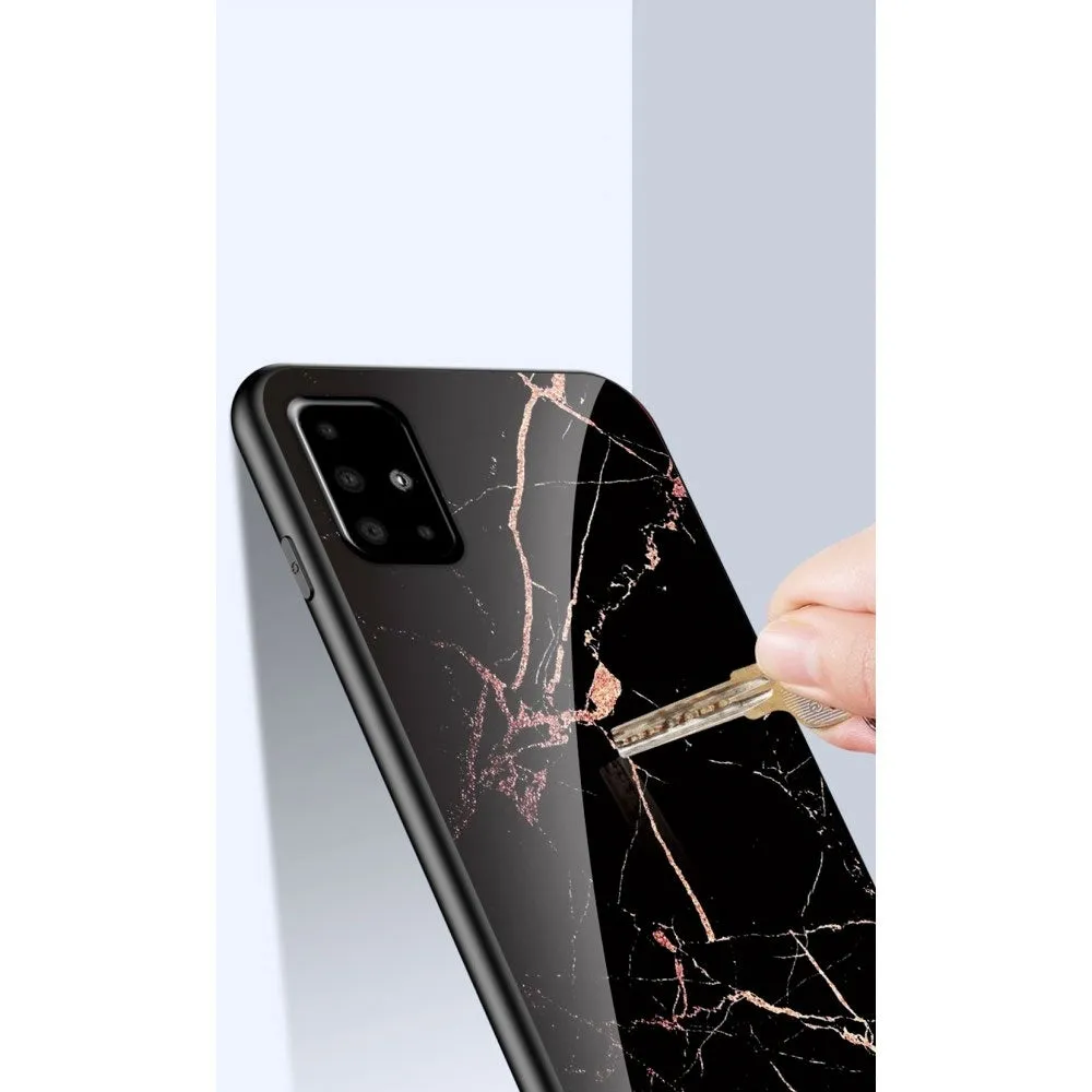 Samsung Galaxy A51 (2019) Hardcase Hybrid Protective Cover Glass Back Marble Marble - Pink