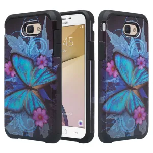 Samsung Galaxy J7 (2017) / J7 Sky Pro / J7 Perx / J7 V / J7 Prime / Galaxy Halo Case, Slim Shock Resistant Cover - Blue Butterfly