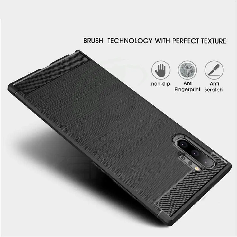 Samsung Galaxy Note 10 Plus Case Silicone Soft Carbon Fiber Cover Shockproof Case