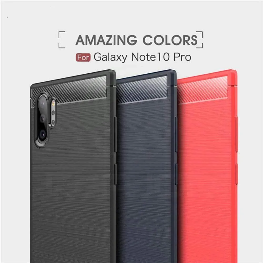 Samsung Galaxy Note 10 Plus Case Silicone Soft Carbon Fiber Cover Shockproof Case