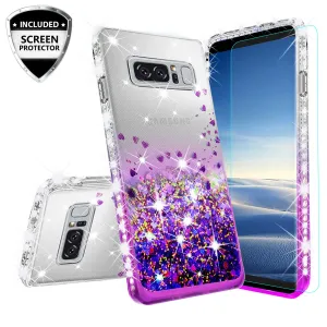 Samsung Galaxy Note 8 Case Liquid Glitter Phone Case Waterfall Floating Quicksand Bling Sparkle Cute Protective Girls Women Cover for Galaxy Note 8 - Purple