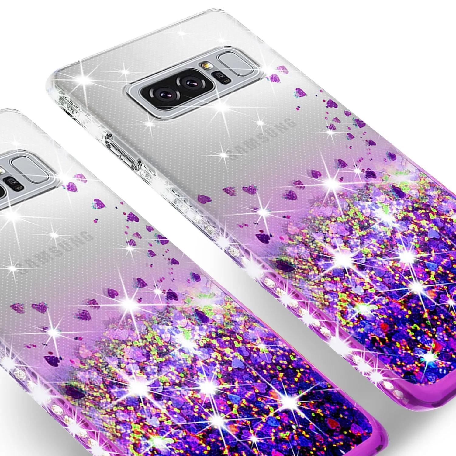 Samsung Galaxy Note 8 Case Liquid Glitter Phone Case Waterfall Floating Quicksand Bling Sparkle Cute Protective Girls Women Cover for Galaxy Note 8 - Purple