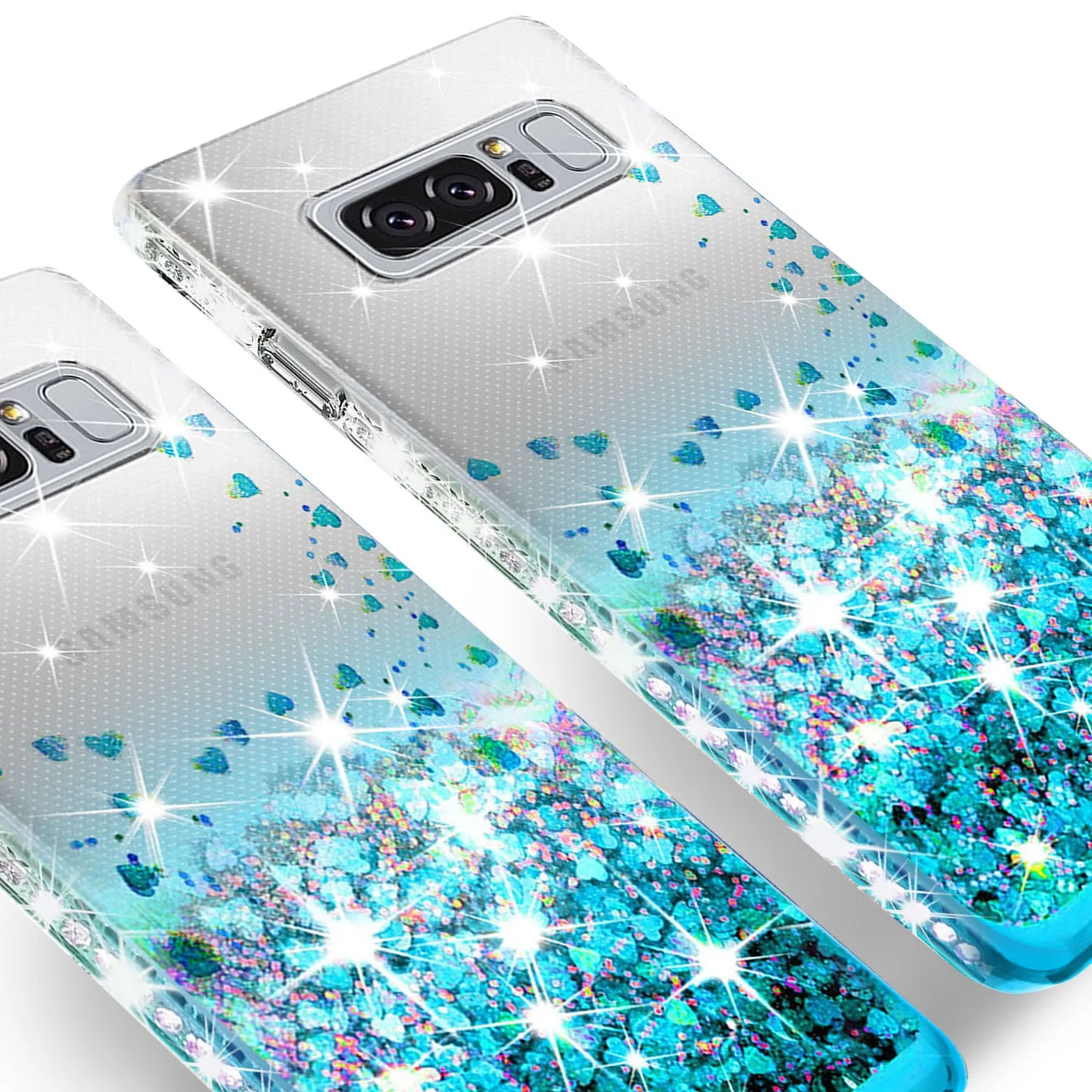 Samsung Galaxy Note 8 Case Liquid Glitter Phone Case Waterfall Floating Quicksand Bling Sparkle Cute Protective Girls Women Cover for Galaxy Note 8 - Teal