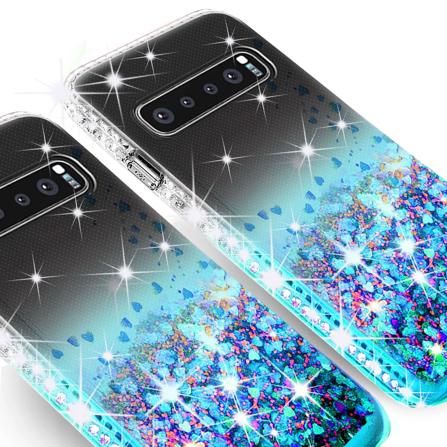 Samsung Galaxy S10 Case Liquid Glitter Phone Case Waterfall Floating Quicksand Bling Sparkle Cute Protective Girls Women Cover for Galaxy S10 - Teal