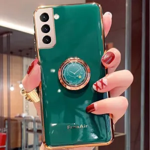 Samsung Galaxy S21 5G Case Ring Holder Rugged Shockproof Kick Stand Case Heavy Duty Protective Plating Luxury Back Cover