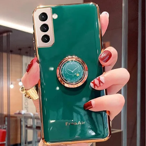 Samsung Galaxy S21 5G Case Ring Holder Rugged Shockproof Kick Stand Case Heavy Duty Protective Plating Luxury Back Cover