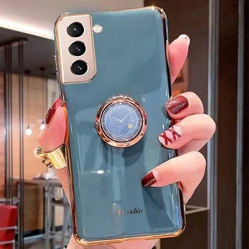 Samsung Galaxy S21 5G Case Ring Holder Rugged Shockproof Kick Stand Case Heavy Duty Protective Plating Luxury Back Cover