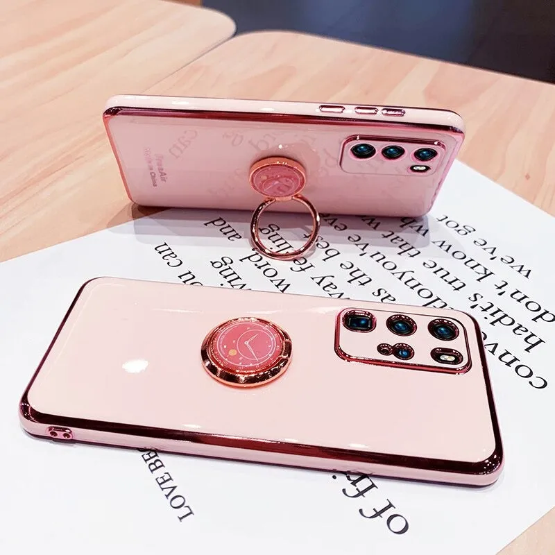 Samsung Galaxy S21 5G Case Ring Holder Rugged Shockproof Kick Stand Case Heavy Duty Protective Plating Luxury Back Cover