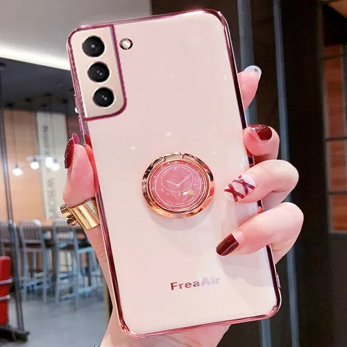 Samsung Galaxy S21 5G Case Ring Holder Rugged Shockproof Kick Stand Case Heavy Duty Protective Plating Luxury Back Cover