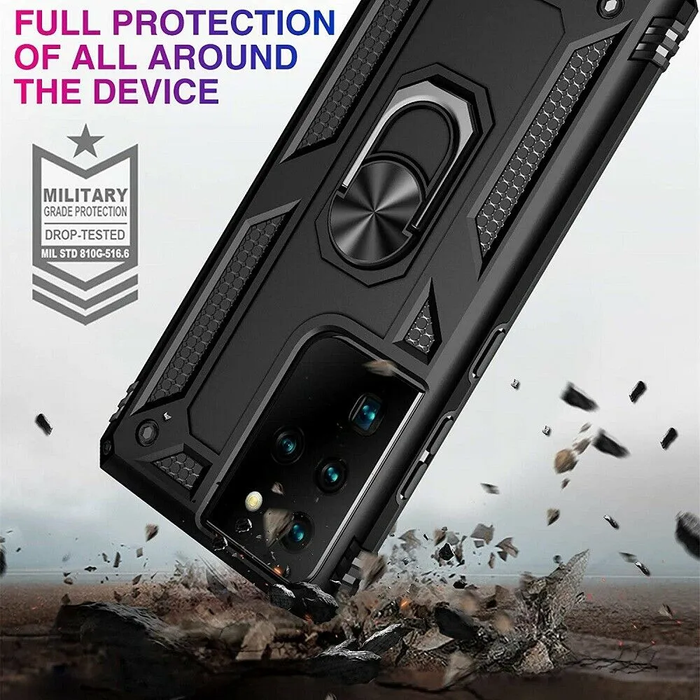 Samsung Galaxy S21 FE 5G Case Magnetic Ring Holder Rugged Shockproof Kick Stand Case Heavy Duty Protective Back Cover