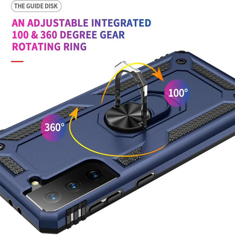 Samsung Galaxy S21 FE 5G Case Magnetic Ring Holder Rugged Shockproof Kick Stand Case Heavy Duty Protective Back Cover