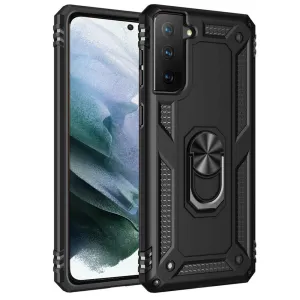 Samsung Galaxy S21 FE 5G Case Magnetic Ring Holder Rugged Shockproof Kick Stand Case Heavy Duty Protective Back Cover