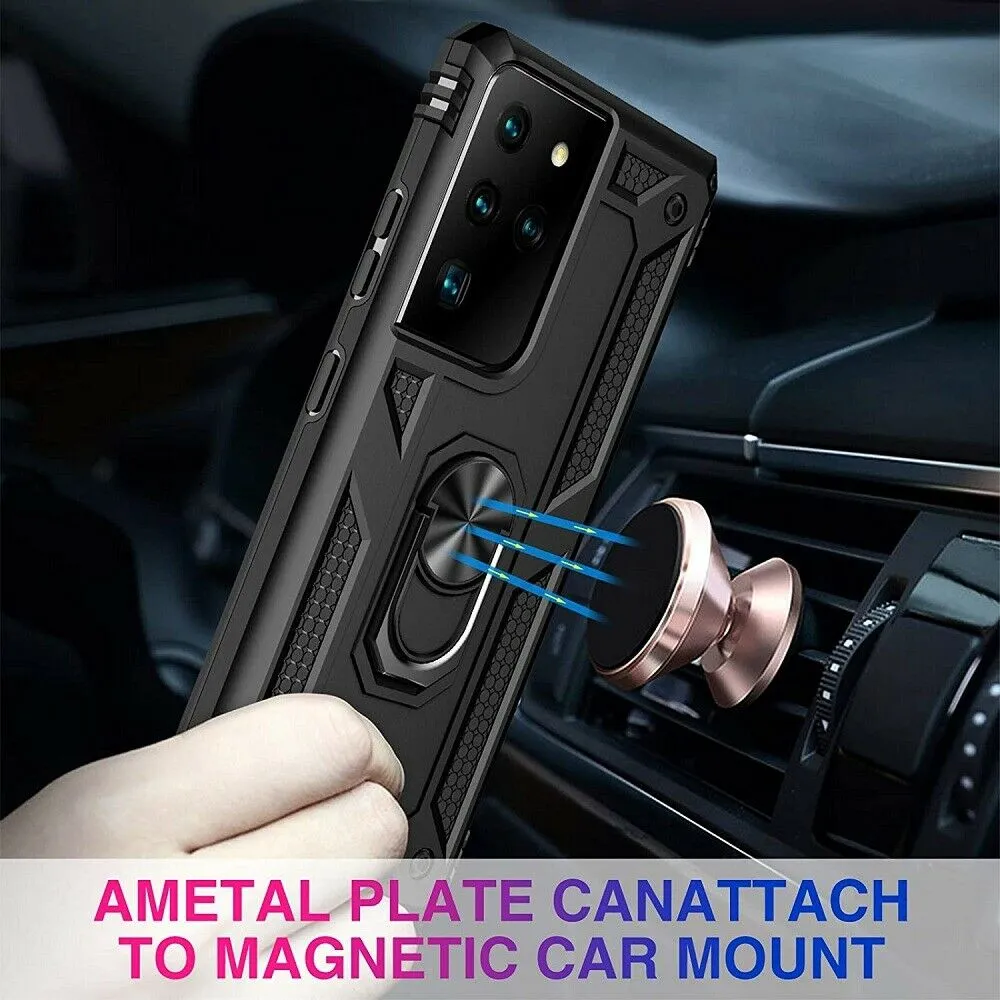 Samsung Galaxy S21 FE 5G Case Magnetic Ring Holder Rugged Shockproof Kick Stand Case Heavy Duty Protective Back Cover