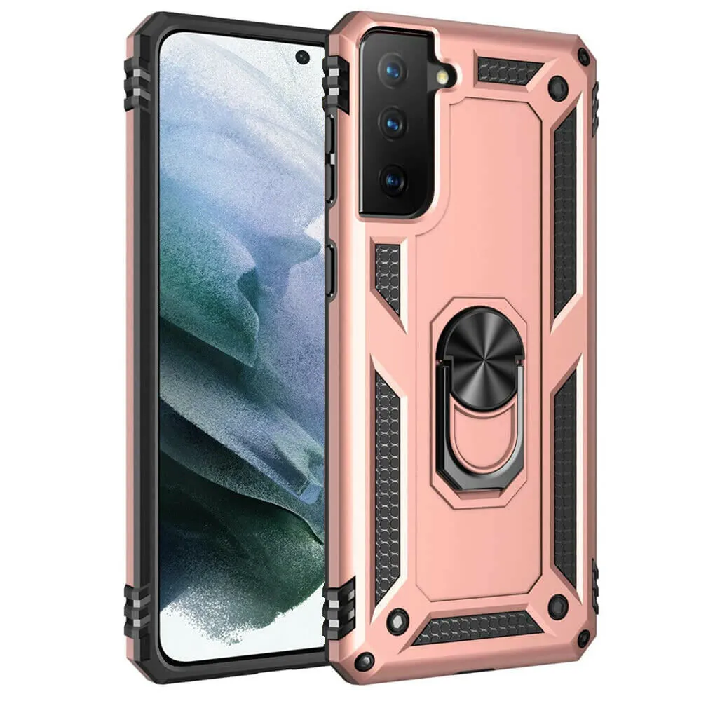 Samsung Galaxy S21 FE 5G Case Magnetic Ring Holder Rugged Shockproof Kick Stand Case Heavy Duty Protective Back Cover