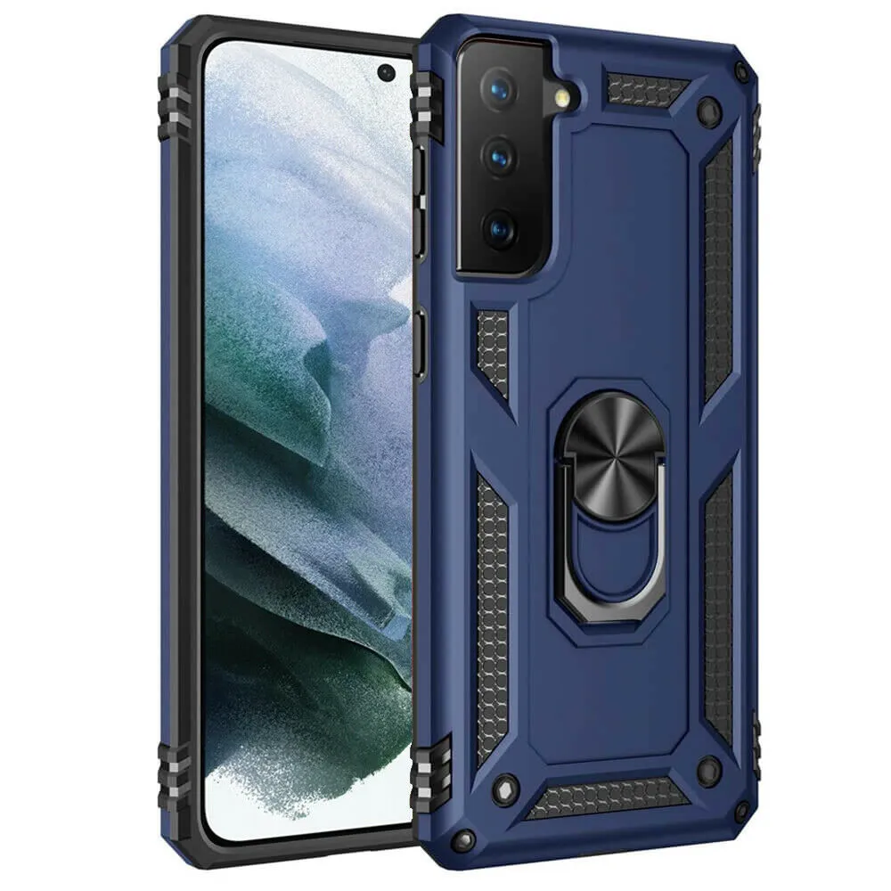 Samsung Galaxy S21 FE 5G Case Magnetic Ring Holder Rugged Shockproof Kick Stand Case Heavy Duty Protective Back Cover