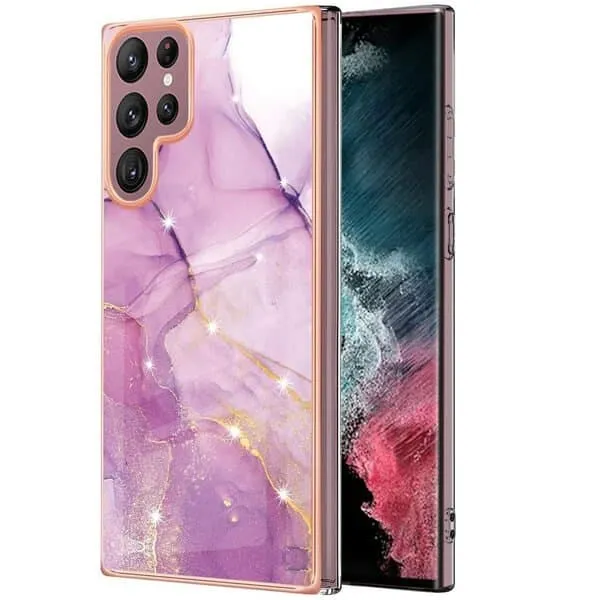 Samsung Galaxy S22 5G Case Hard back Marble Pattern Slim Design Enhanced Camera and Screen Protection Girls and Women Cover (Pink)