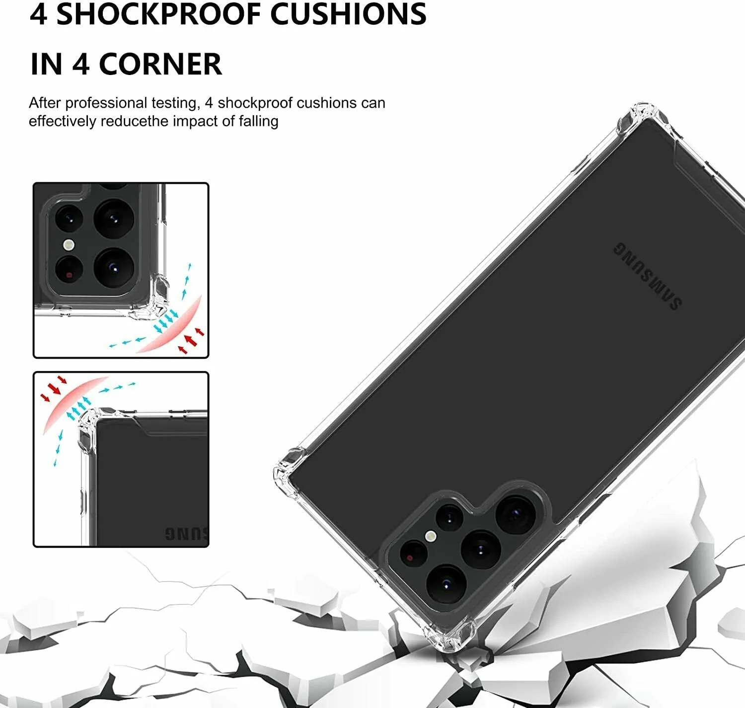 Samsung Galaxy S22 Clear Case Shockproof Tough Gel Transparent Air Cushion Heavy Duty Phone Back Cover