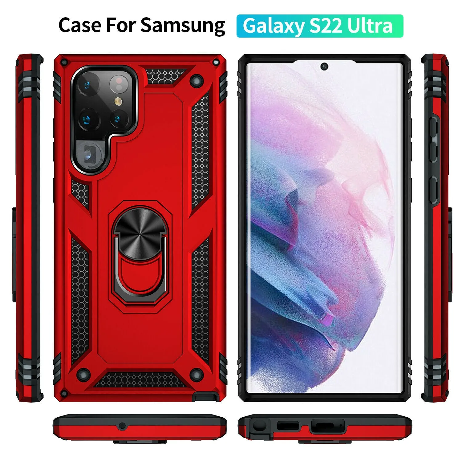 Samsung Galaxy S22 Plus 5G Case Magnetic Ring Holder Rugged Shockproof Kick Stand Case Heavy Duty Protective S22  Back Cover