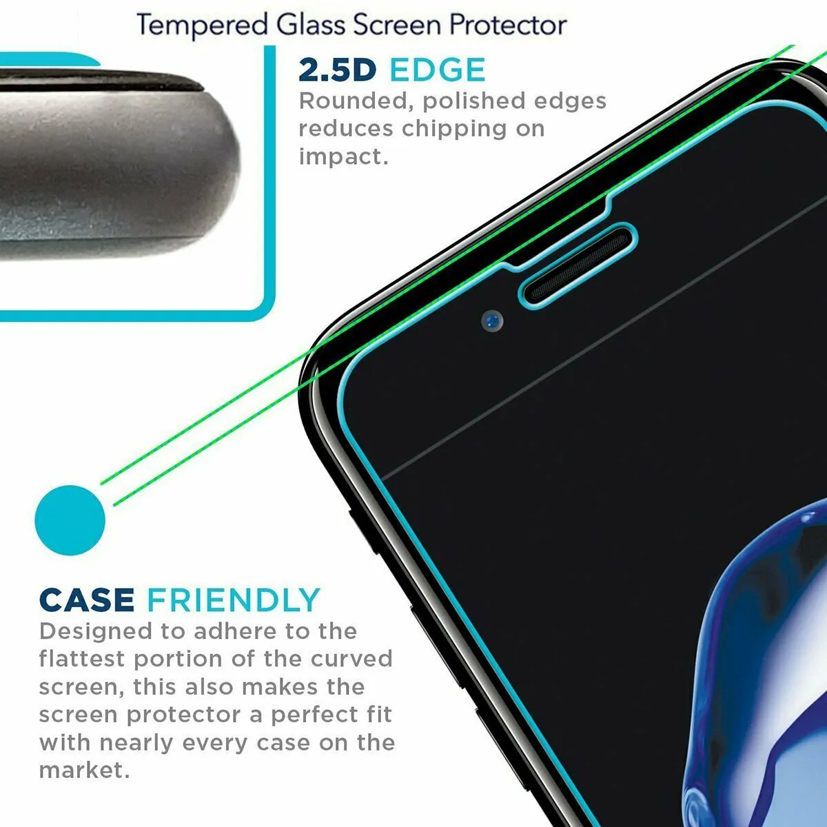 Samsung Galaxy S22 Plus Full Coverage Tempered Glass Screen Protector Film Guard (2 Pack)