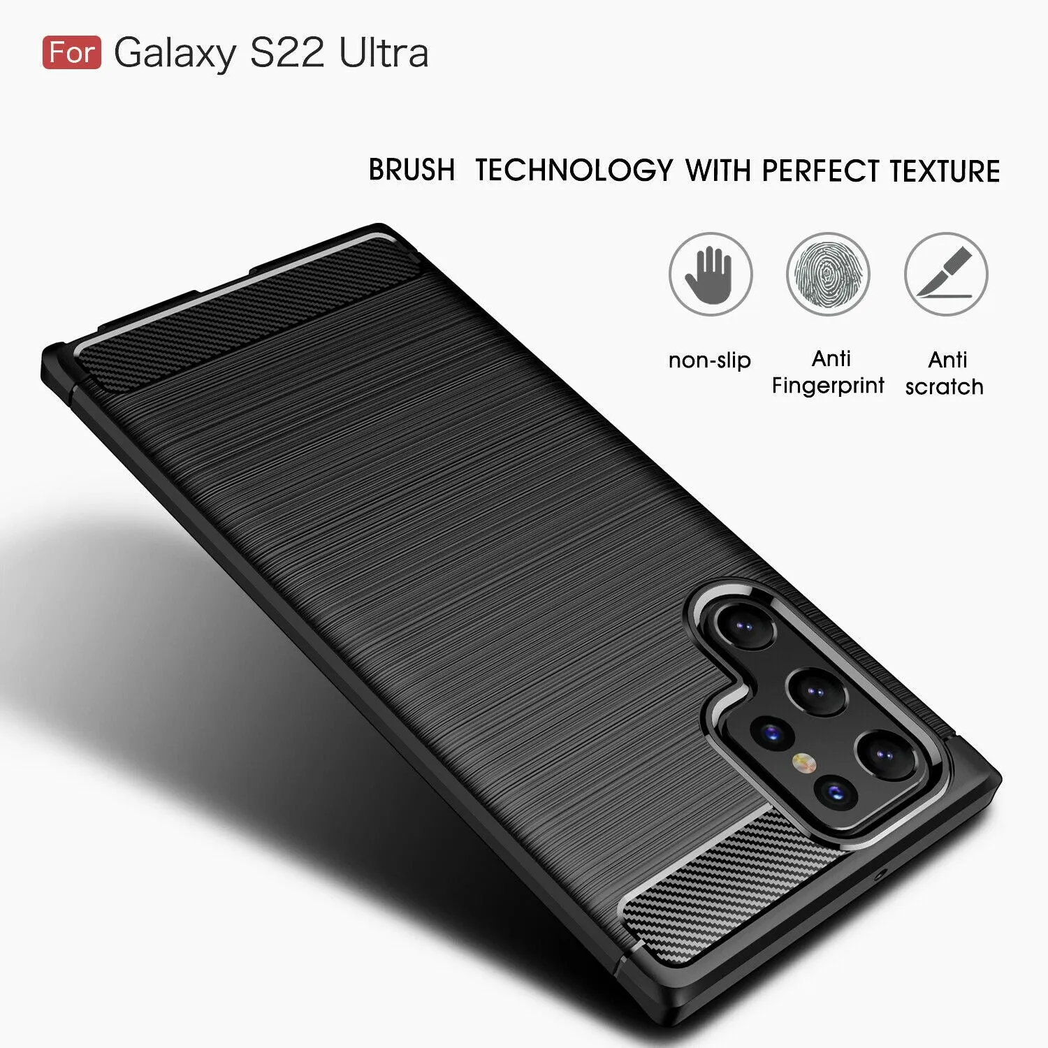Samsung Galaxy S22 Ultra Shockproof Heavy Duty Rugged Matte Carbon Fiber Case Cover