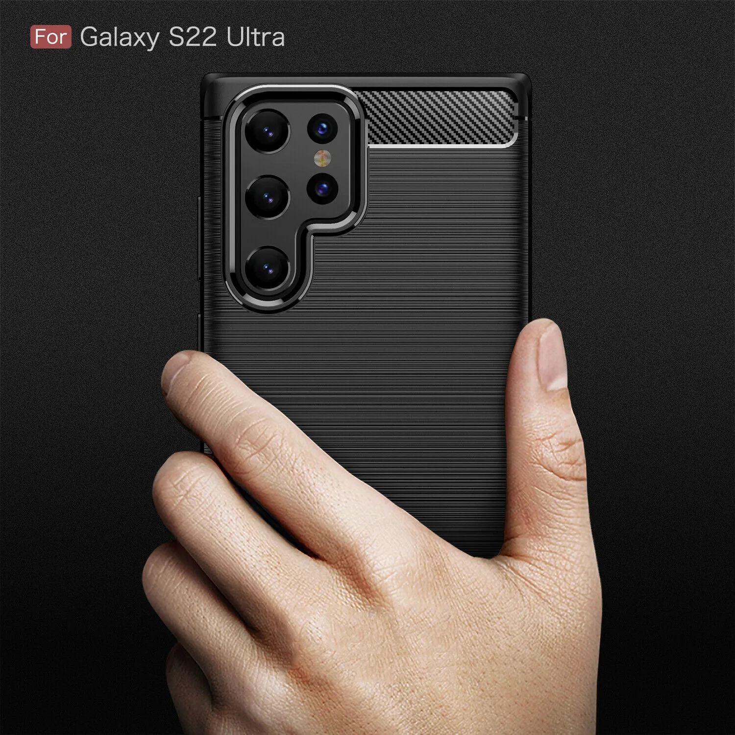 Samsung Galaxy S22 Ultra Shockproof Heavy Duty Rugged Matte Carbon Fiber Case Cover